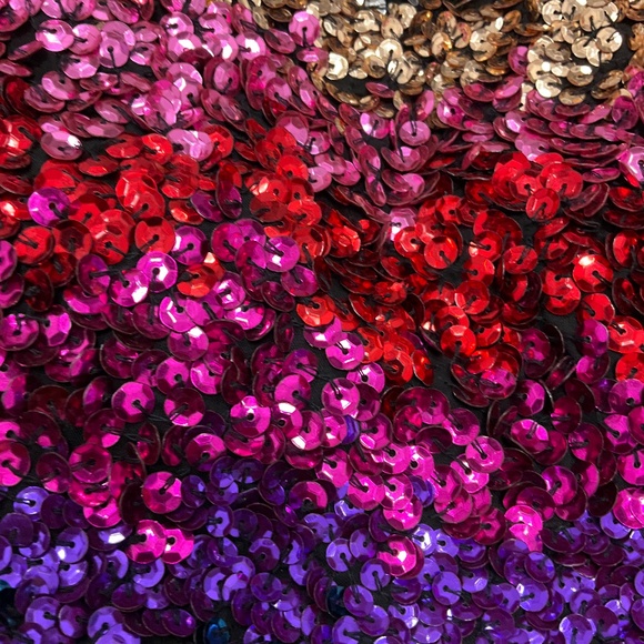 ASHISH RAINBOW MULTI HAND EMBROIDERED SEQUINED MINI SKIRT - Picture 6 of 6